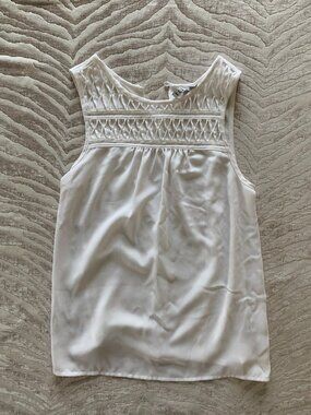 Elle White Chiffon Tank Top | White Bohemian Style Sleeveless Blouse